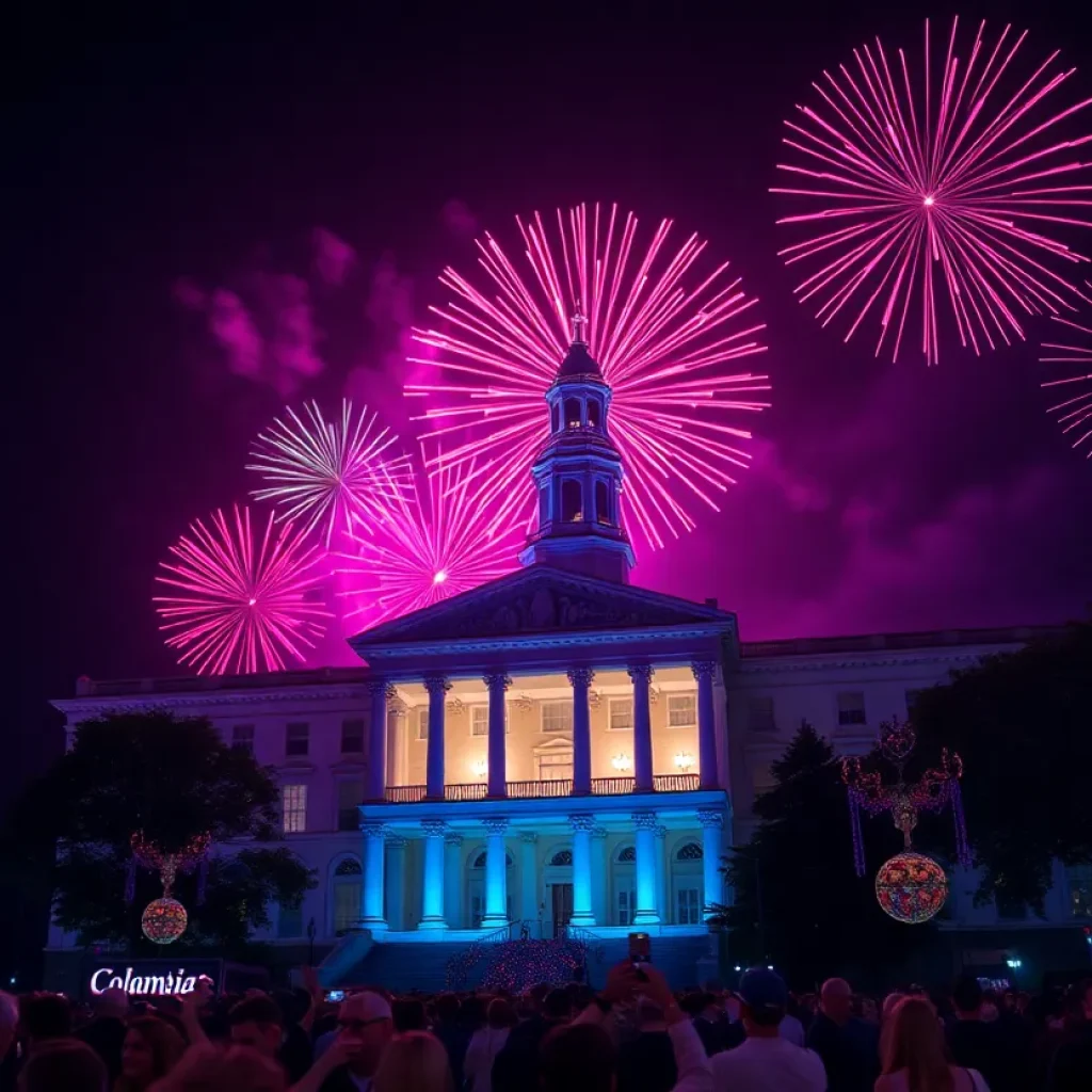 Fireworks display on New Year’s Eve in Columbia, SC