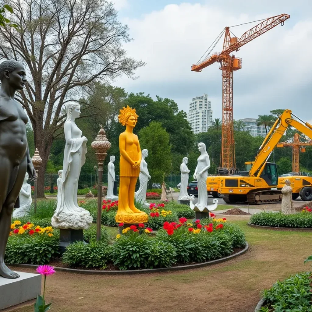 Art garden in Columbia SC disrupted by construction