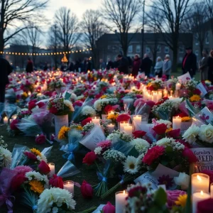 A heartfelt tribute display in a community setting.