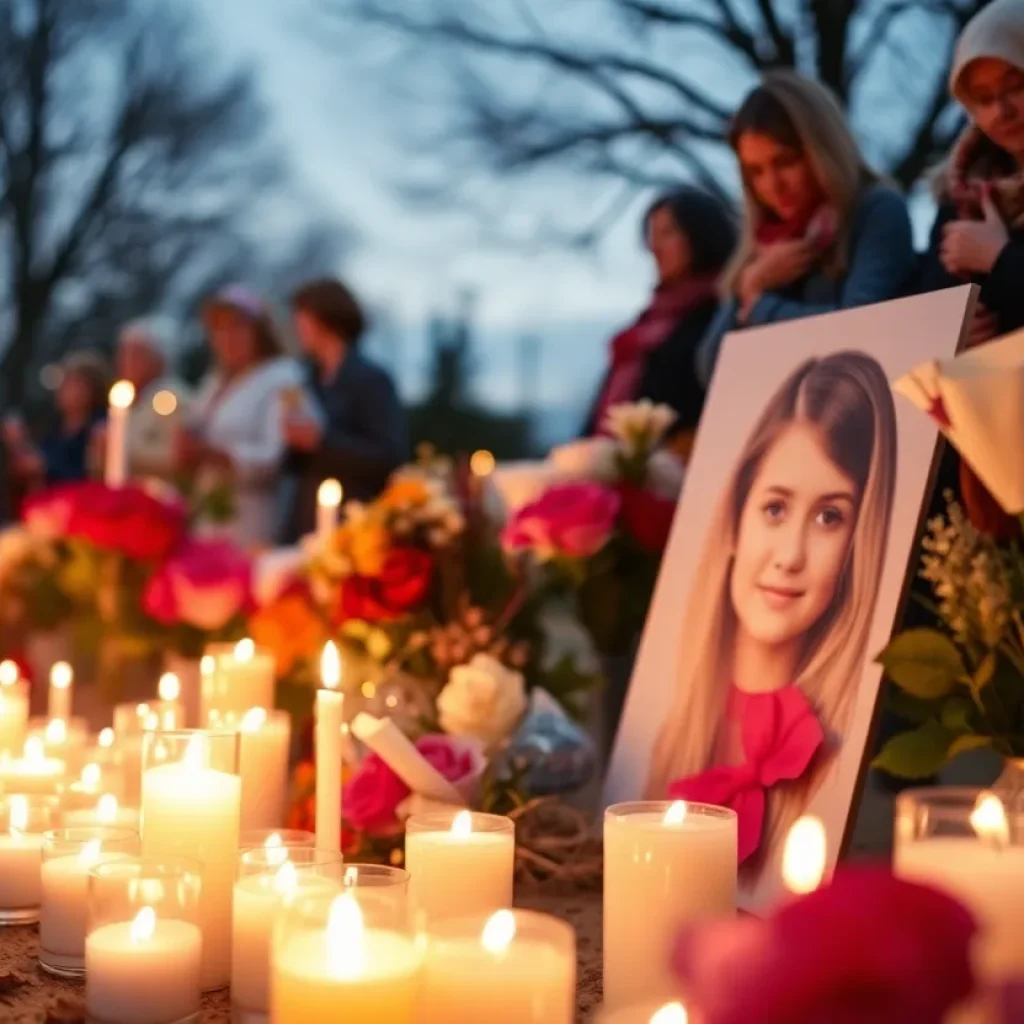 Vigil for Ka’Niyah Baker with candles and flowers