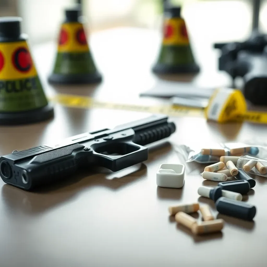 Image of evidence from a drug trafficking and gun possession arrest