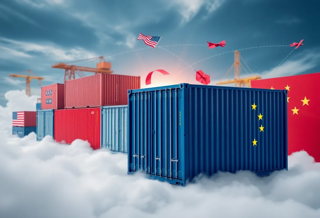 Shipping containers symbolizing global trade tensions