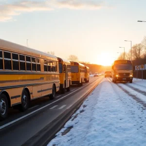 Icy road conditions affecting school bus schedules in the Midlands