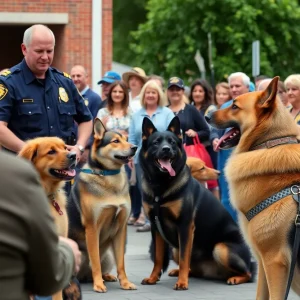 Community farewell ceremony for retiring K9 officers Bodi and Blesck