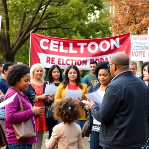 Community members engaging in school board election activities in Lexington County.