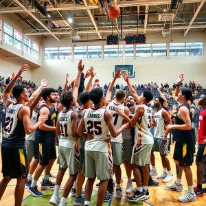 Mid-Carolina Lady Rebels celebrating their victory on the basketball court