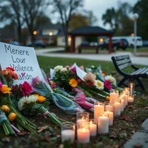 Vigils and memorial flowers in Monetta honoring the victim of a tragic shooting.