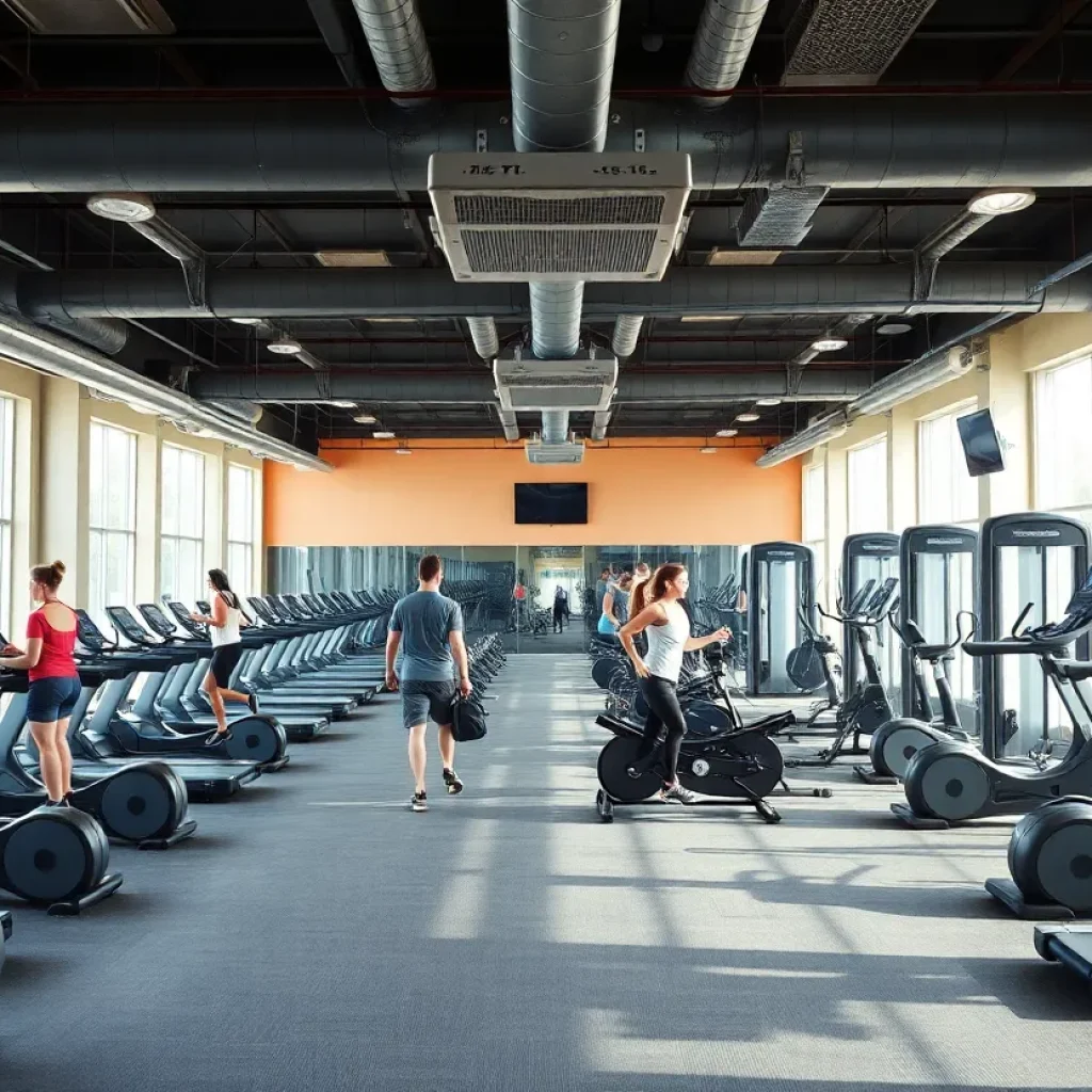 Interior of the new Planet Fitness gym in Lexington with workout equipment.