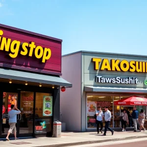 Exterior view of Wingstop and TakoSushi in Lexington SC