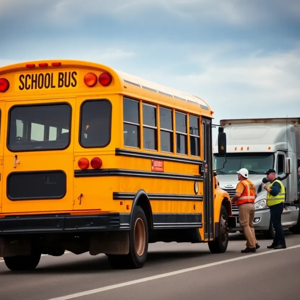 Emergency responders at the scene of a school bus collision in Newberry County