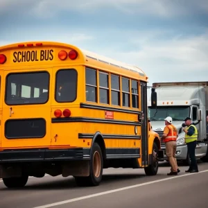 Emergency responders at the scene of a school bus collision in Newberry County