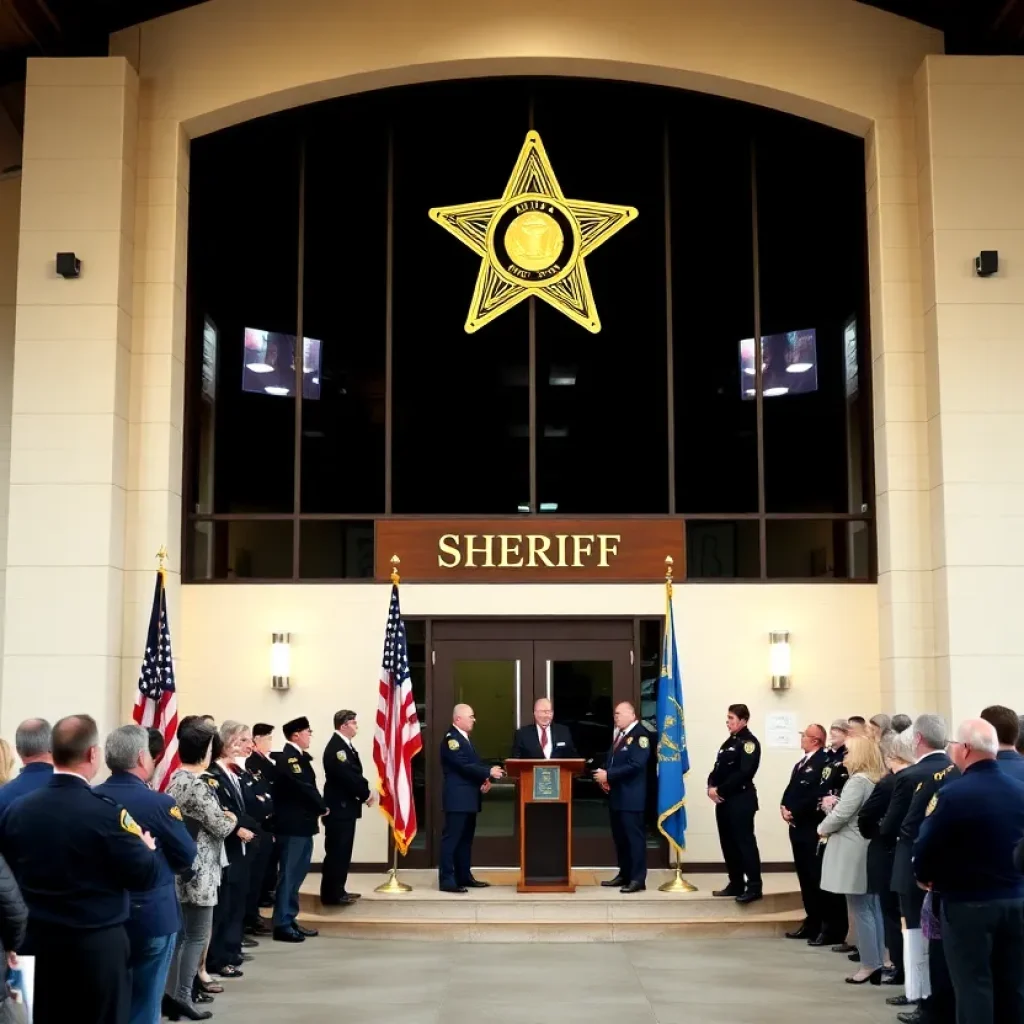 Ceremony for sheriff's oath of office with law enforcement officials