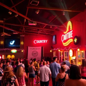 Interior view of Skyline Club featuring a dance floor and stage.