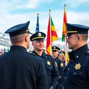 Graduation ceremony for new troopers from the South Carolina Highway Patrol in winter weather