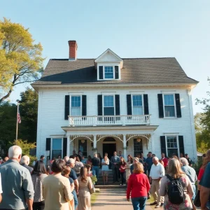 Residents gathered for a rally at the Spigner-Witten house, showing their support for preservation.