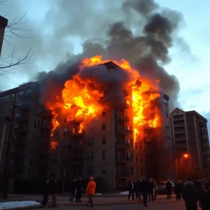 Firefighters battling an apartment fire in Columbia