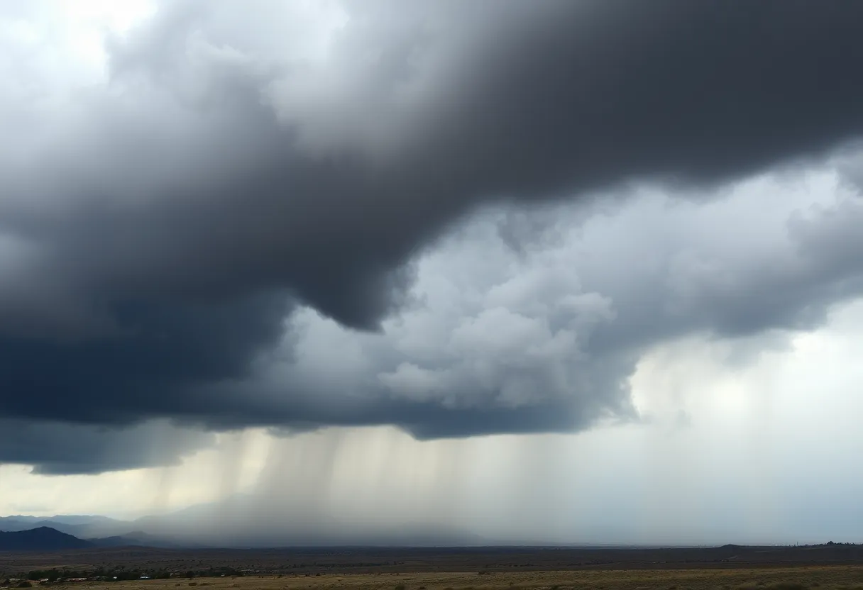 Dark clouds gathering over Southern California before rainfall