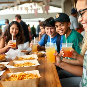 Students enjoying sweet tea and Southern cuisine