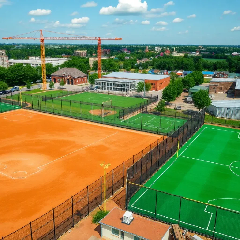 Overview of construction at The Nest athletic complex site in Little Mountain, S.C.