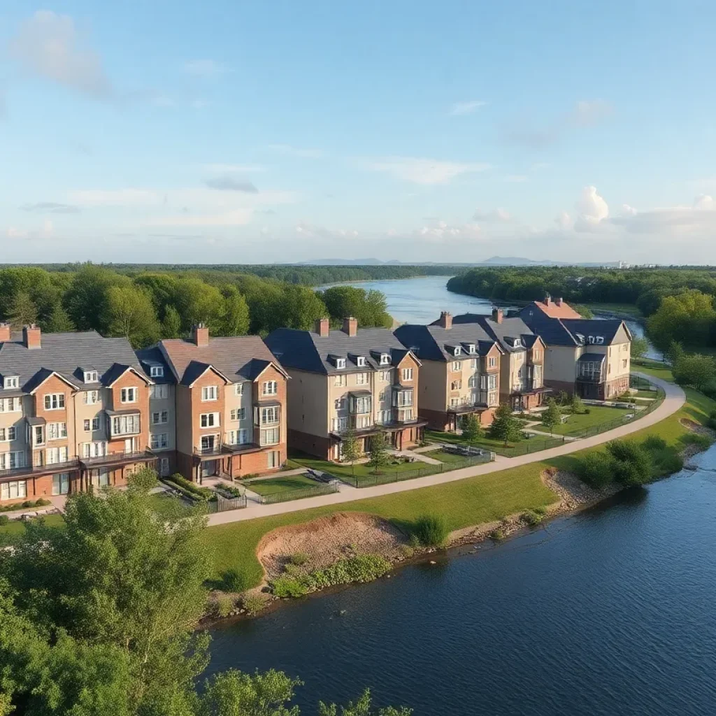 Rendering of the new Trailhead Townhomes next to the Saluda River