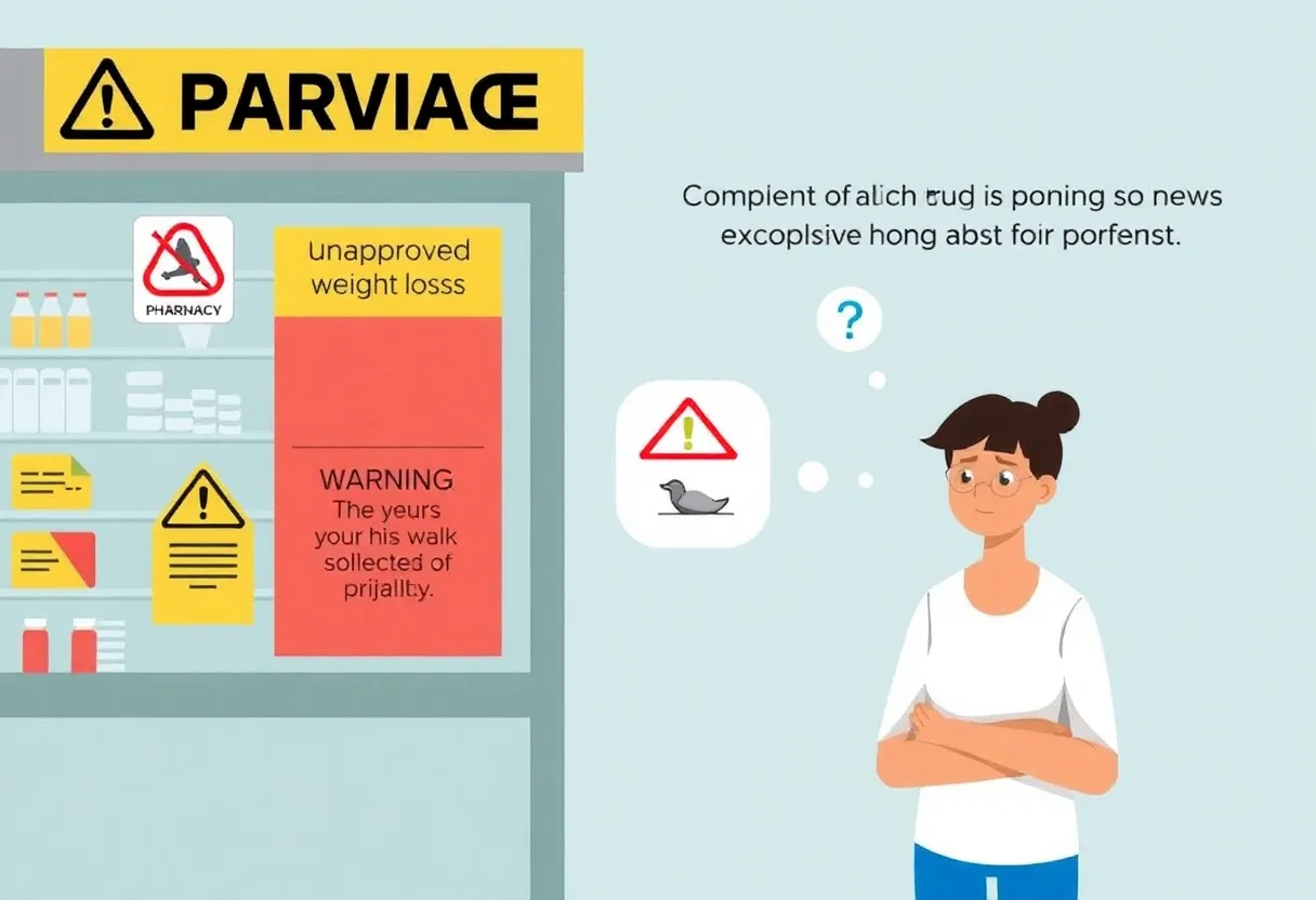 A safety warning graphic about weight loss medications