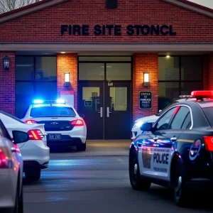 Police presence outside a fire station in West Columbia