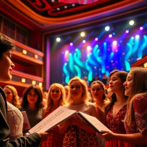 Young opera singers rehearsing for the Metropolitan Opera Laffont Competition