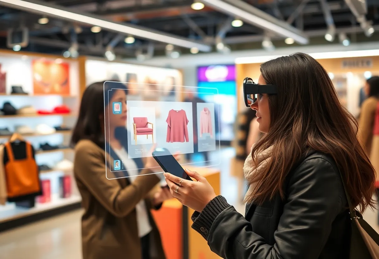 Customer using augmented reality in digital marketing