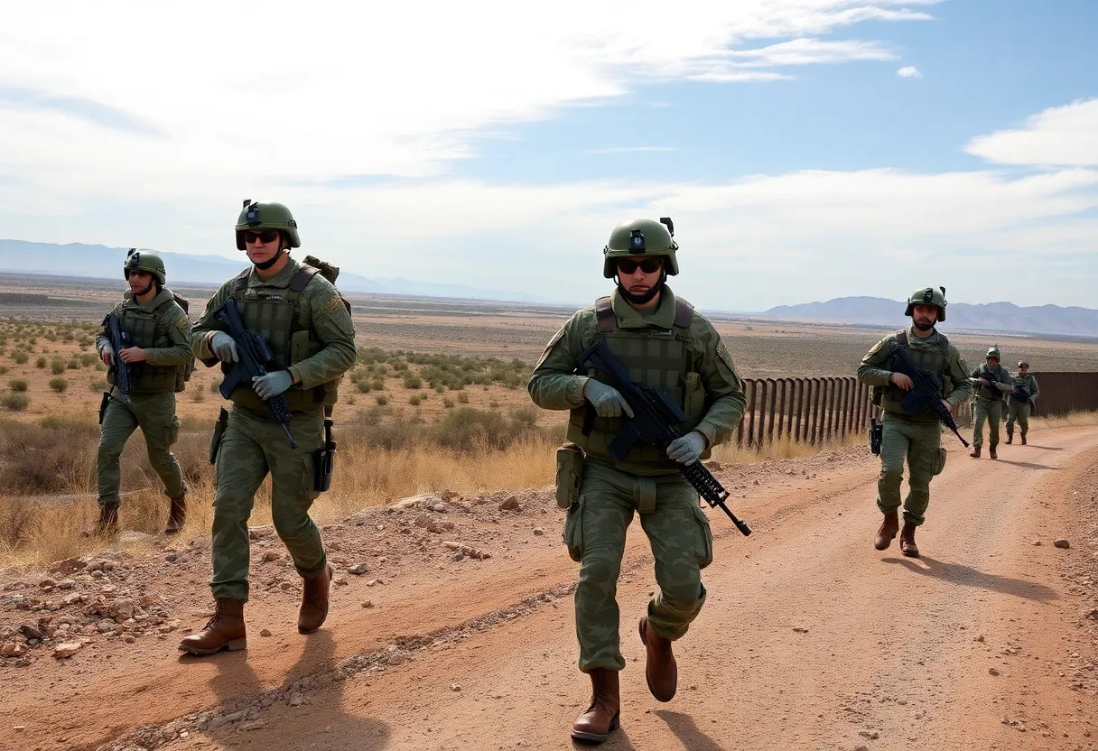 National Guard troops patrolling the Mexico-U.S. border.