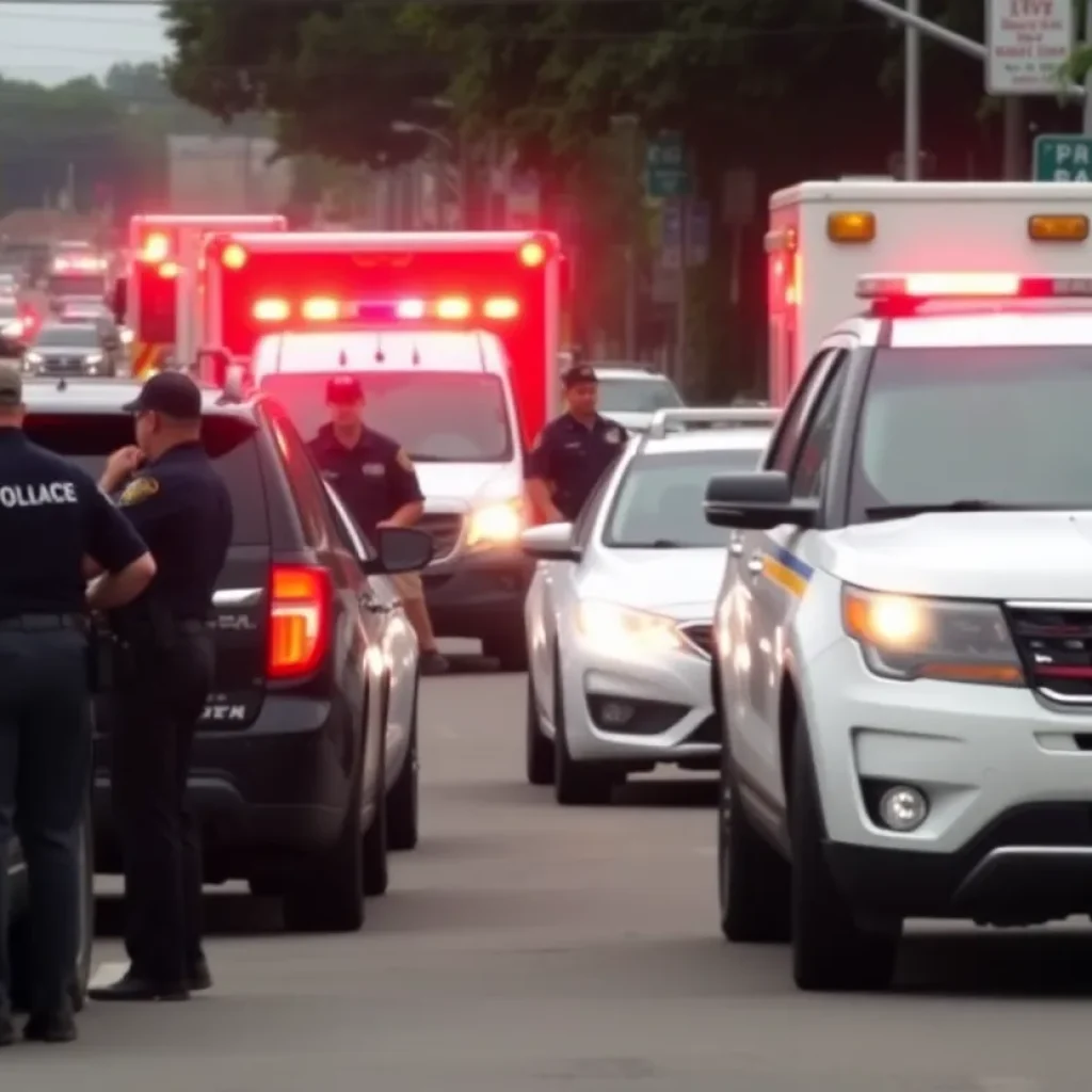 Columbia police officers responding to an armed robbery incident in the community.