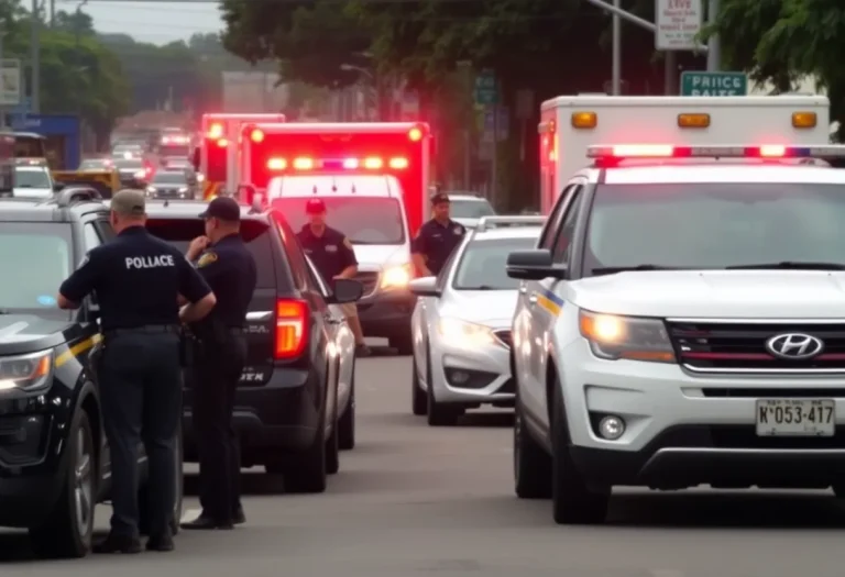 Columbia police officers responding to an armed robbery incident in the community.