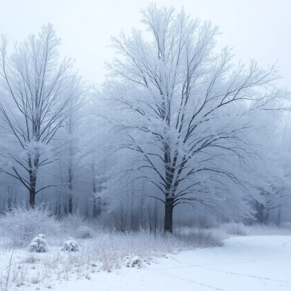 snowy landscape in Columbia SC