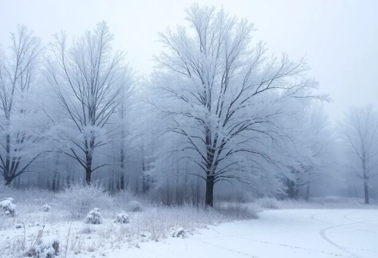 snowy landscape in Columbia SC