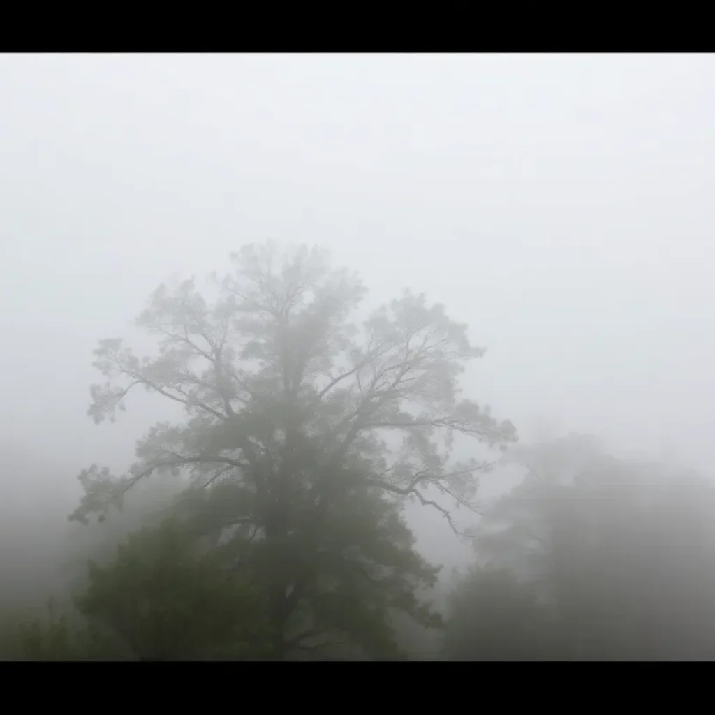 Foggy morning landscape in South Carolina