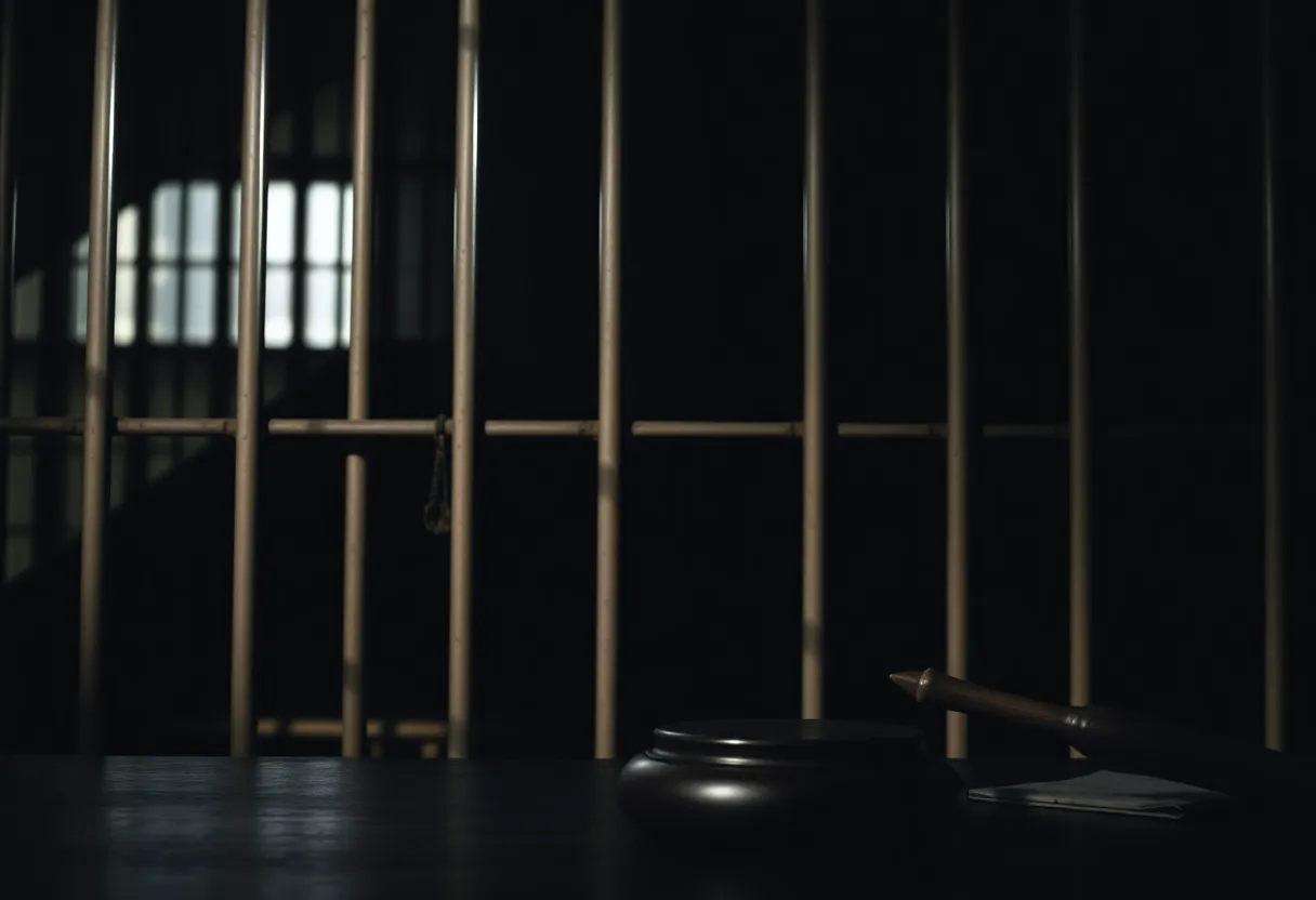 Prison bars and gavel symbolizing justice