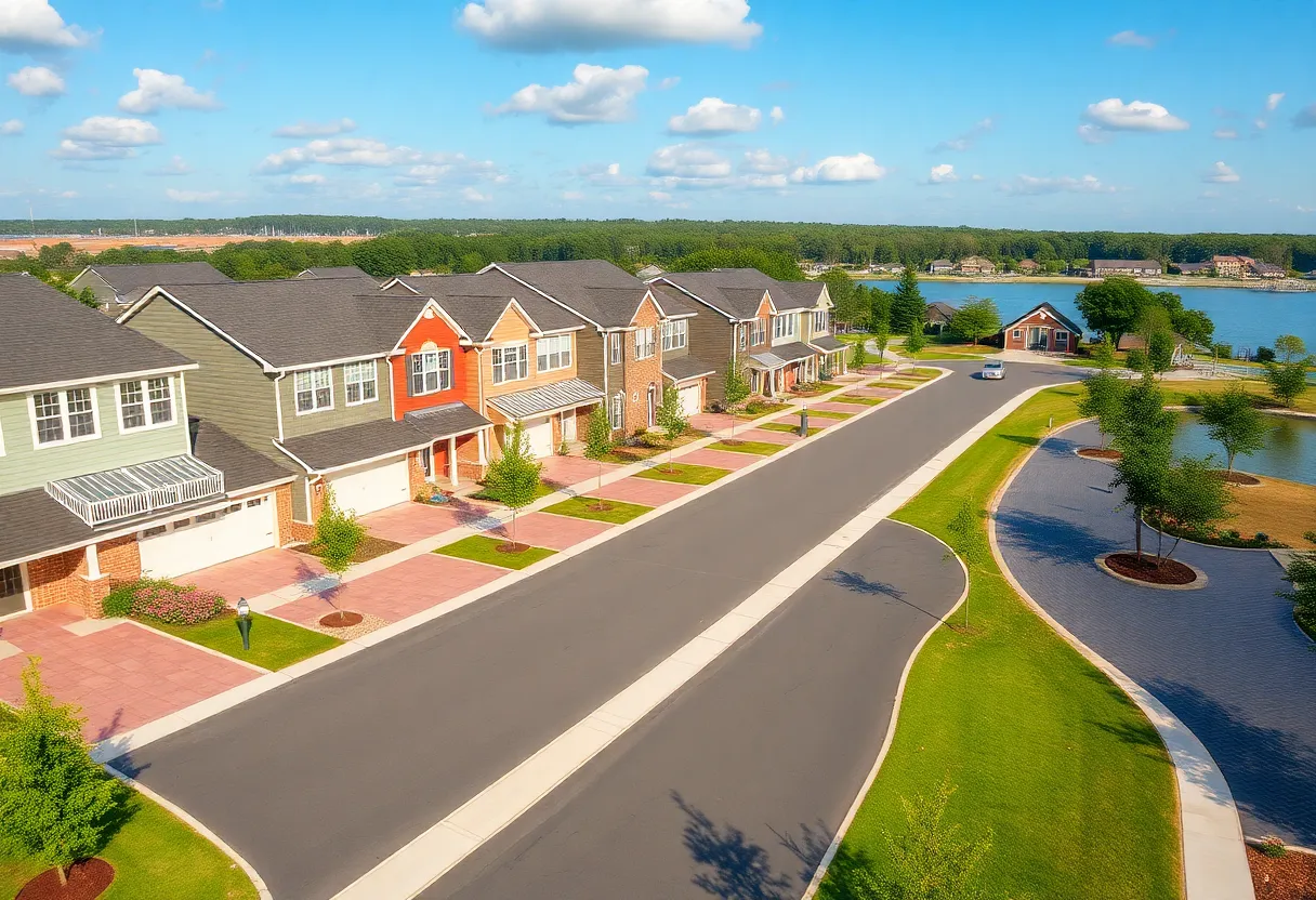 Illustration of new townhomes in West Columbia near the Congaree River