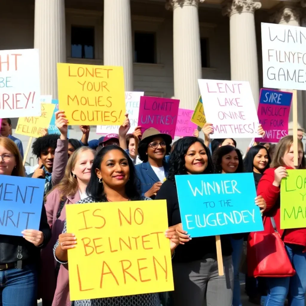 Demonstrators protesting against Project 2025 in Columbia, South Carolina.