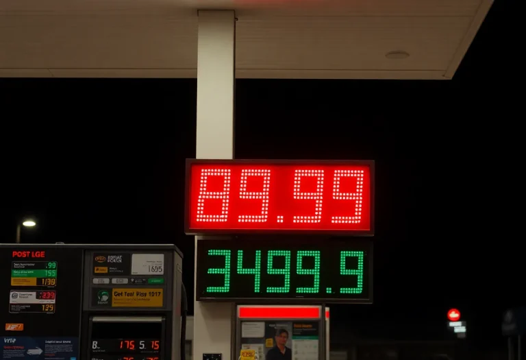 Gas station signage displaying rising prices