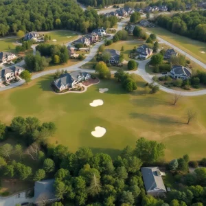 Aerial view of golf neighborhood in Chapin SC