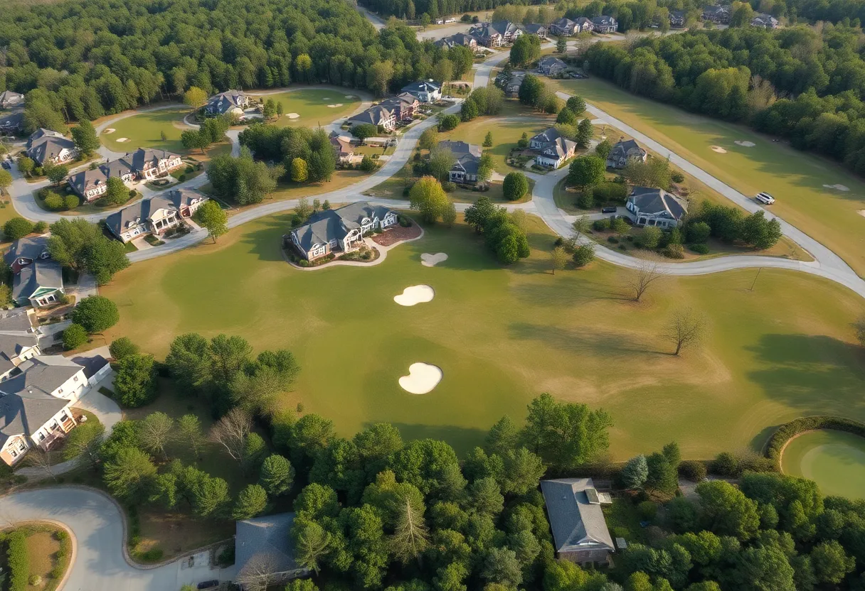 Aerial view of golf neighborhood in Chapin SC