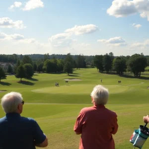 Beautiful golf course in Chapin SC with retirees enjoying the outdoors.