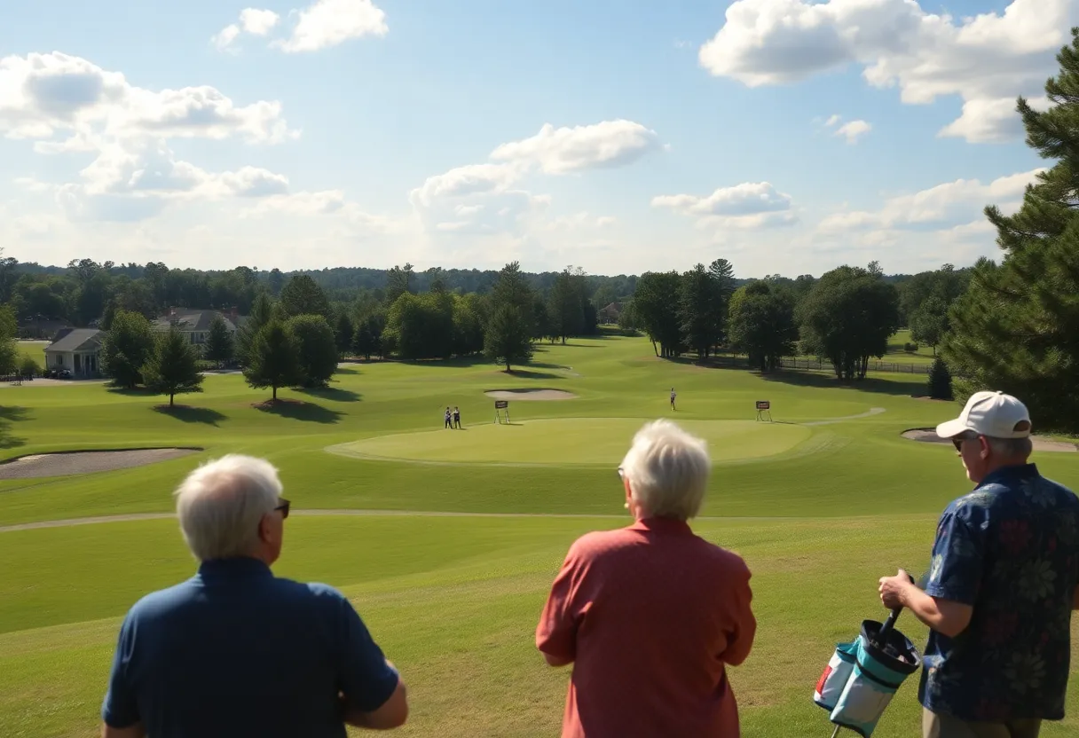 Beautiful golf course in Chapin SC with retirees enjoying the outdoors.