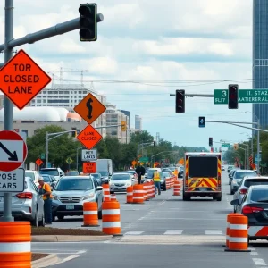 Construction at a major intersection in Columbia, SC.