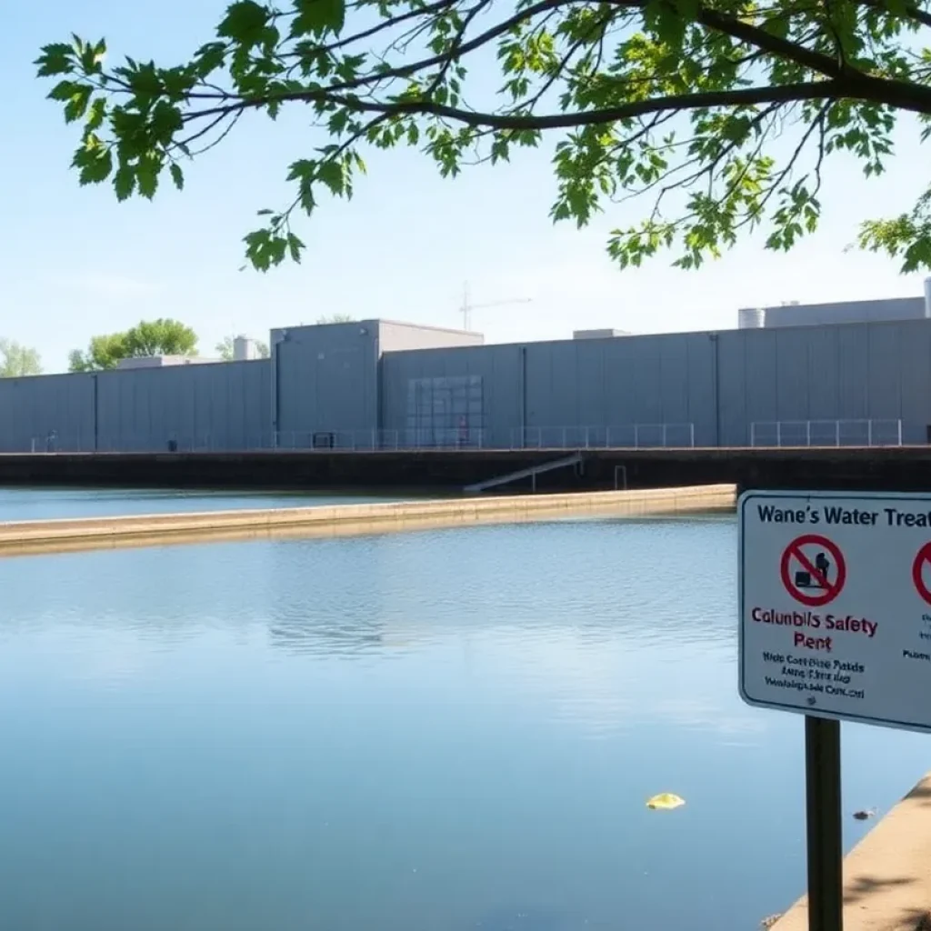 Columbia water treatment plant with safety signs for chlorite levels