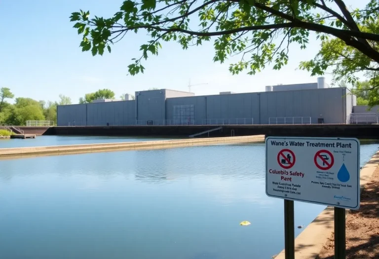 Columbia water treatment plant with safety signs for chlorite levels