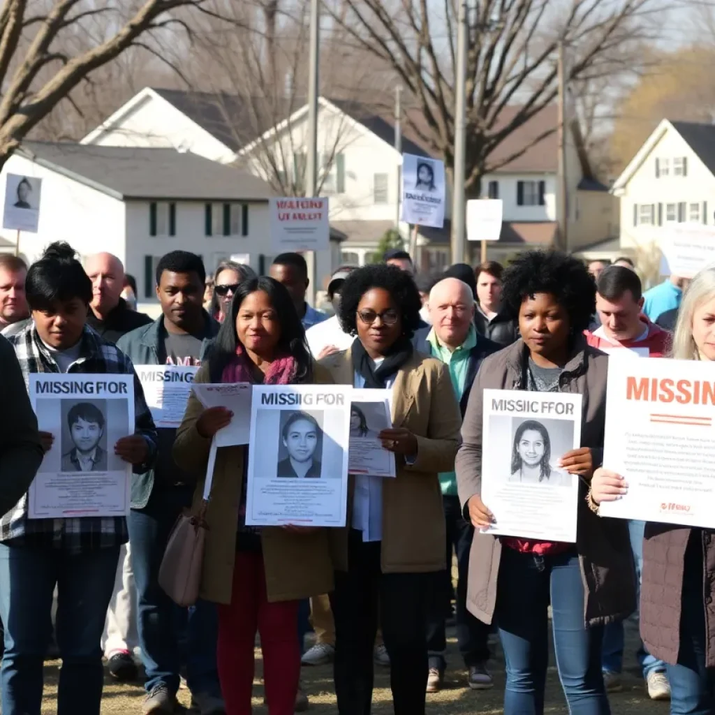 Community members searching for a missing teenager.