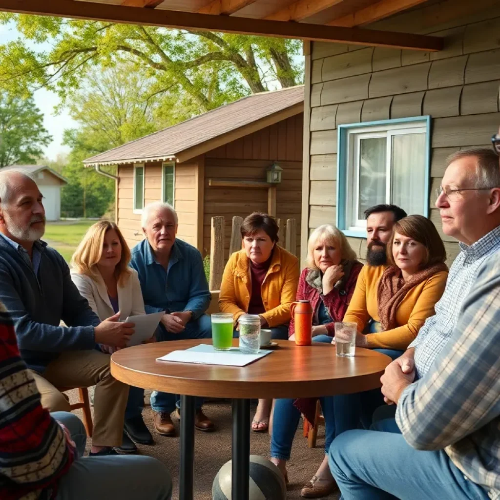 Community members discussing local issues at a meeting in Irmo, SC.