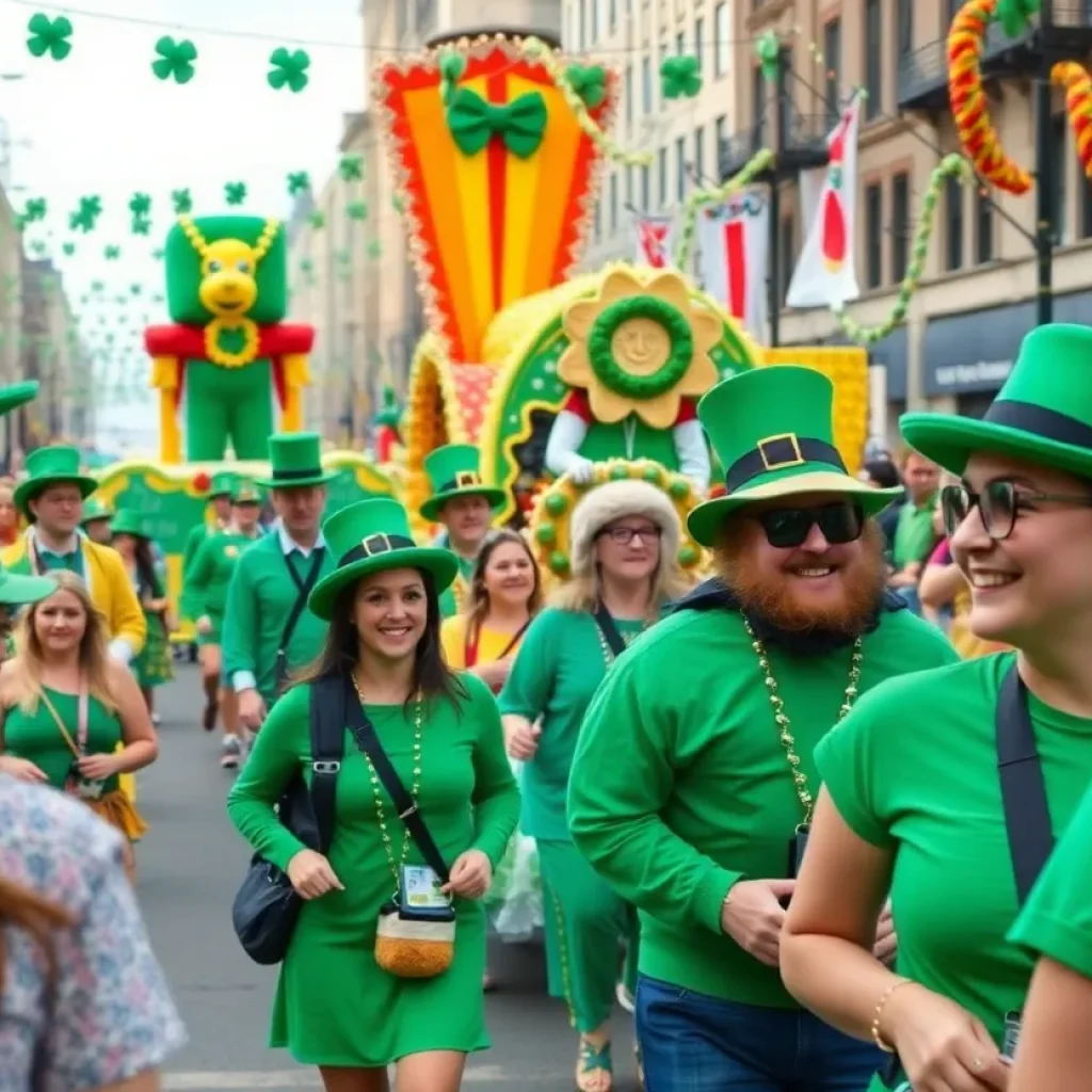 Crowd celebrating at the Lexington Shamrock Parade