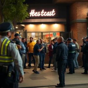 Police responding to a heated argument outside a restaurant