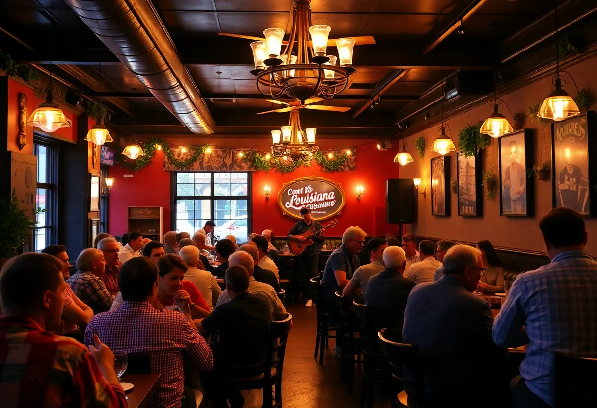 Interior view of The Bistreaux on Assembly with guests enjoying Louisiana cuisine.